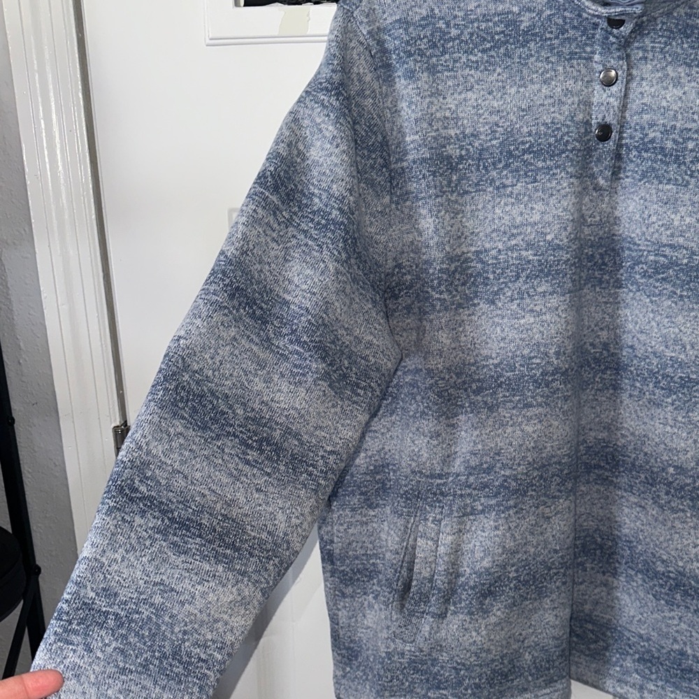 Natural Reflections Blue and Gray Striped Crewneck Sweater - Picture 7 of 8